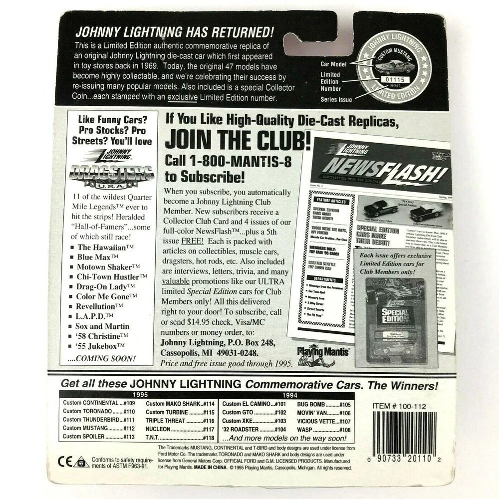 Johnny Lightning Commemorative Custom‎ Spoiler Car Yellow Diecast 1/64 Scale